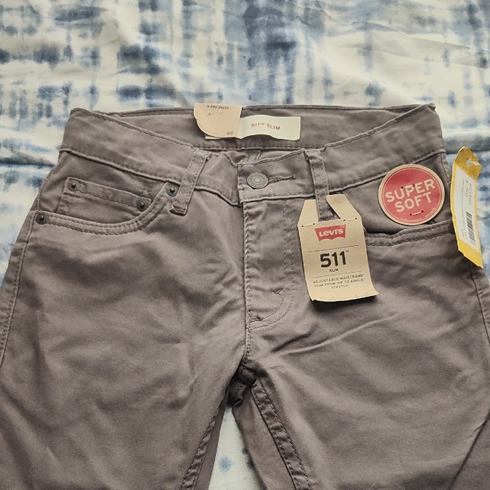 Boys Levi's 511 Slim Fit Jeans in Gray Sueded Super Soft Slim.